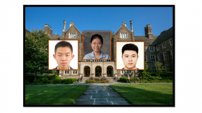Photo of old chem and Ying Xin, Tiancheng Pan, and Haoming Yang